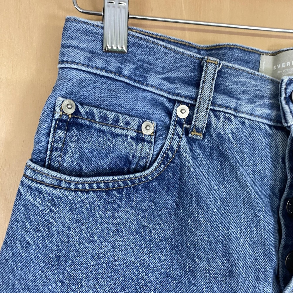 Everlane 90s Cheeky Jeans Womens 27 Blue High Rise Straight Denim Button Fly - Picture 2 of 14